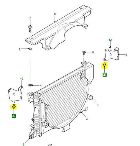 MOUNTING RUBBER RADIATOR TD5  PCG100330