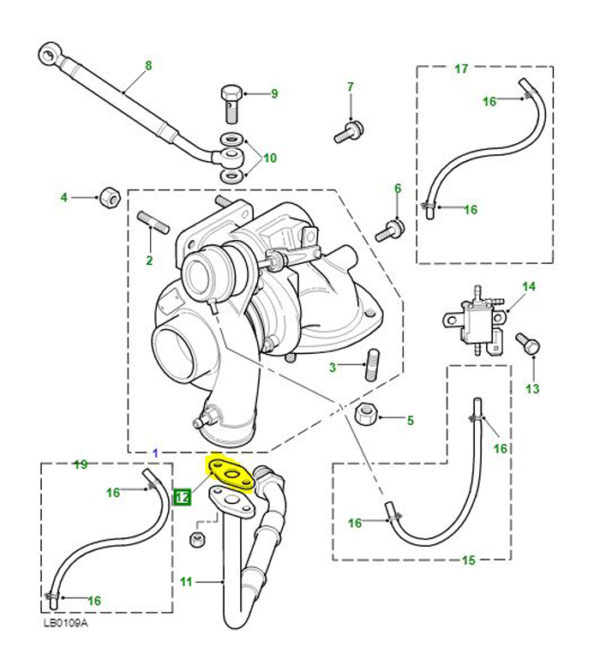 GASKET TURBO OIL DRAIN PIPE TD5 PNT100030