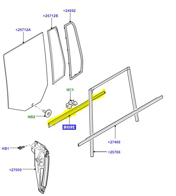 WEATHERSTRIP – DOOR GLASS                 CGE000810