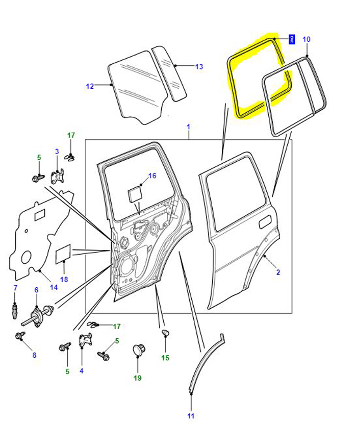 INNER WINDOW SEAL REAR DOORS F/L                 CGE101990