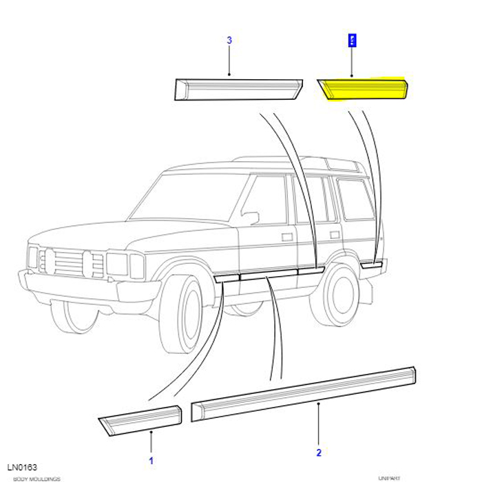 RUBBING STRIP LEFT HAND REAR WING DISCO11 1A>  DGD000050PMA