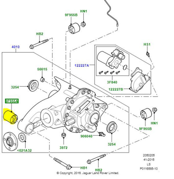 BUSH FRONT AND REAR DIFFERENTIAL KQB000133