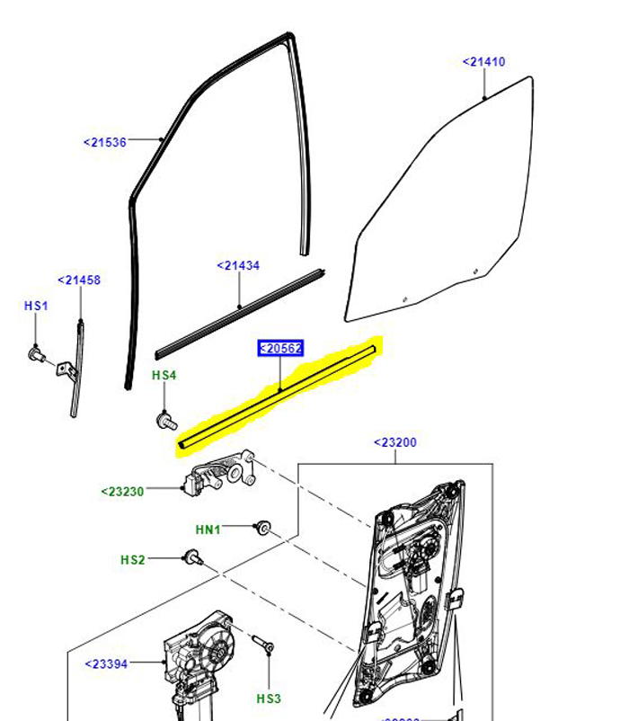 DOOR > WINDOW SEAL OUTER RH F/L2             LR001687