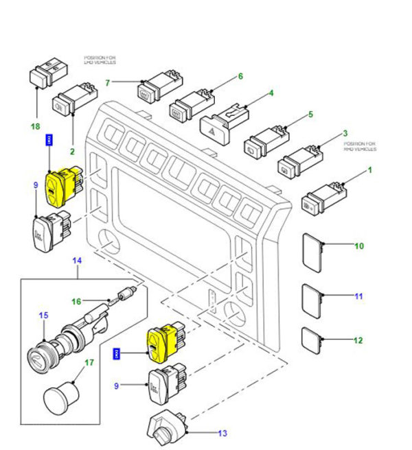 SWITCH ROCKER WINDOW LIFT DEF/-FL-DIS YUF101521LNF