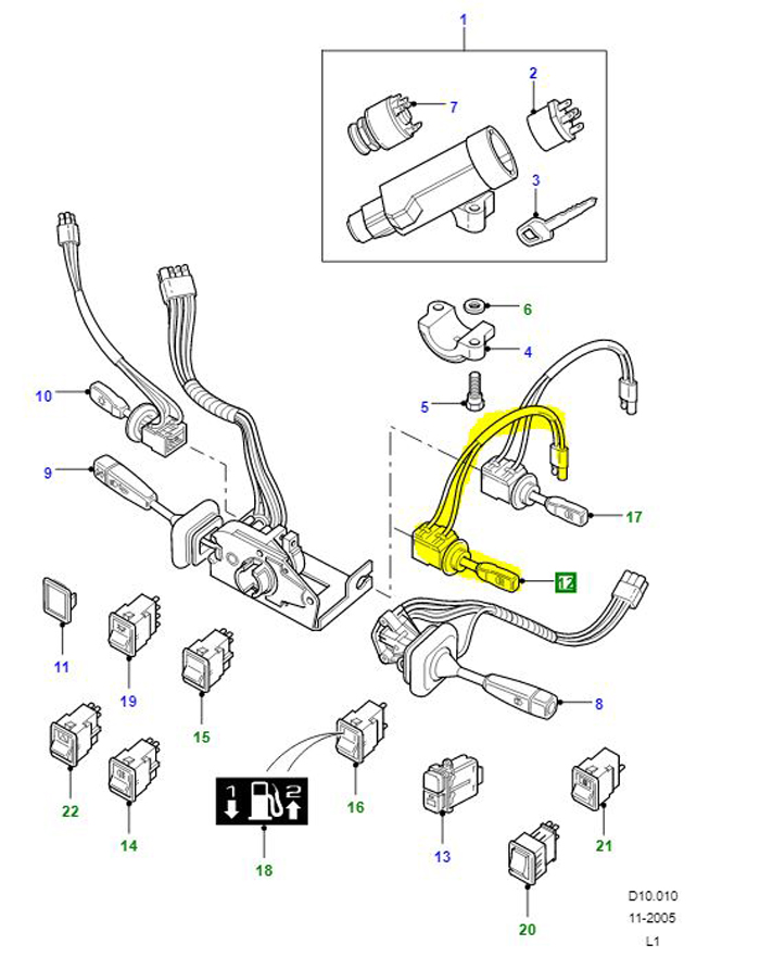 FOG LAMP SWITCH REAR DEFENDER   PRC3432