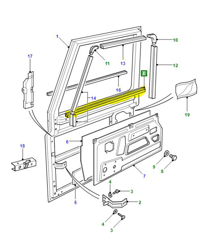 DOOR WAIST SEAL INNER FRONT DEF	MTC8473