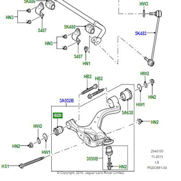 BUSH – FRONT SUSPENSION ARM DIS3-RRS	RBX500432