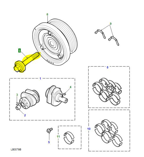 BOLT – DAMPER TO CRANKSHAFT TD5 LYG101190