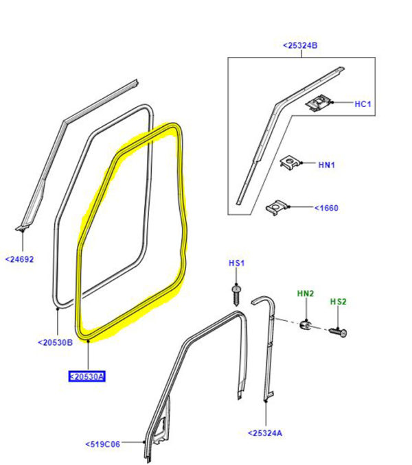 WEATHERSTRIP PRIMARY FRONT DOOR G-CAT CFB000011