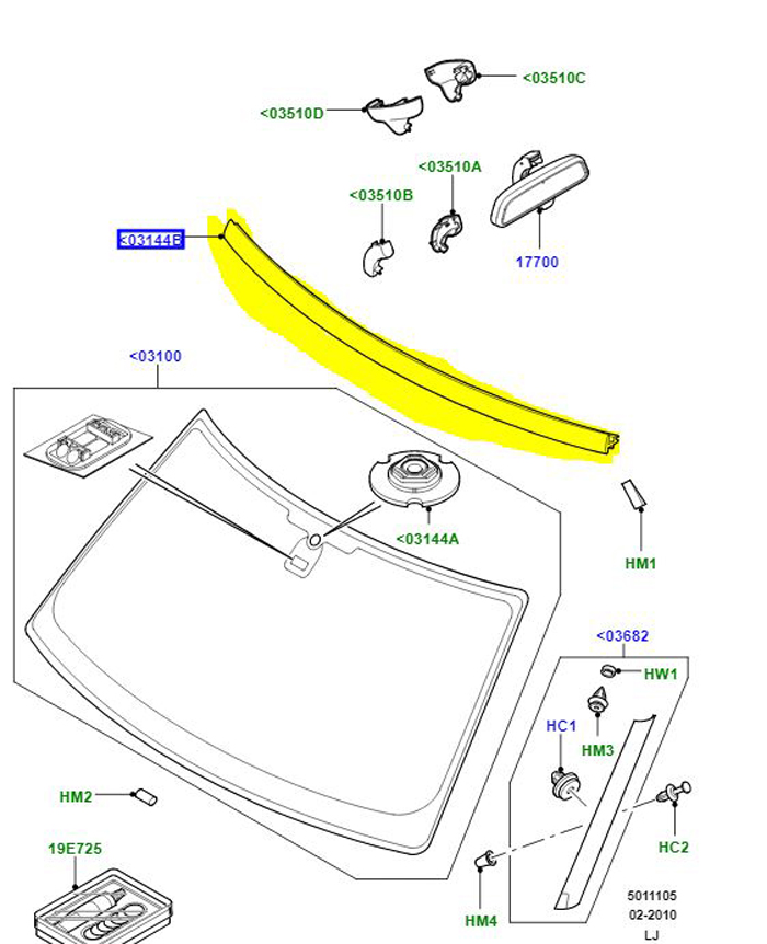 WINDSCREEN FINISHER BLACK UPPER G-CAT L322 RANGE ROVER     DCB500180PMD