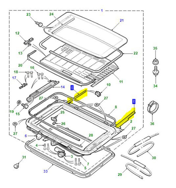 SLIDING SUN ROOF GUIDE RH 5 DOOR EXM100320