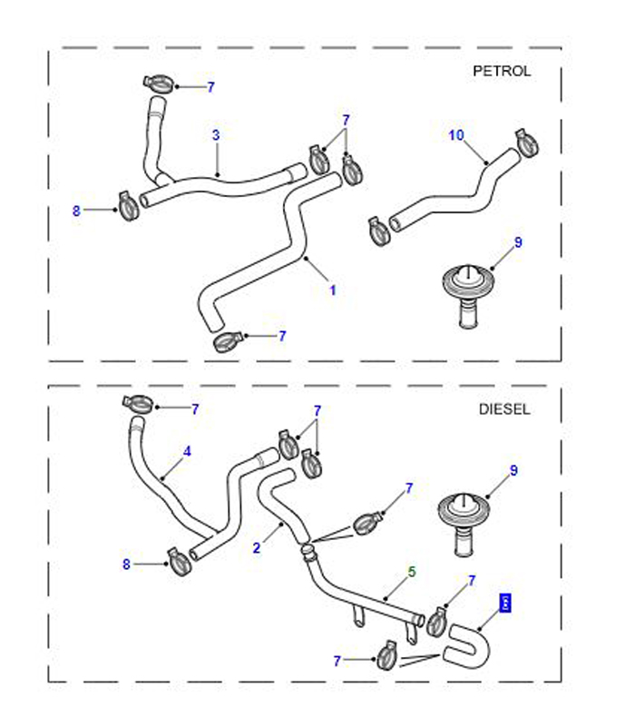 HOSE HEATER CYL HEAD BMW DIESEL P38 PCH000030