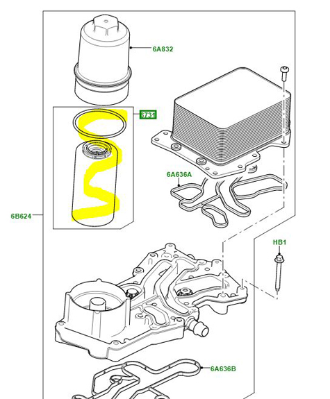 OIL FILTER AND SEAL 4.4L V8 DSL G-CAT LR022896