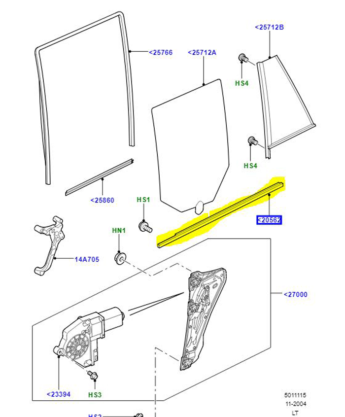 WEATHERSTRIP OUTER LHR DOOR RRS 5A>            CGE000890