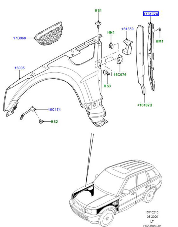 BAFFLE LEFT HAND FRONT WING LR016861