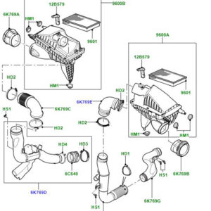 HOSE ASSEMBLY AIR DUCT 4.4L V8 LR022877