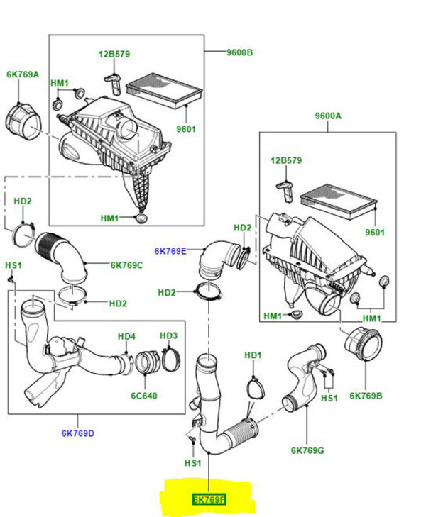 HOSE ASSEMBLY AIR DUCT 4.4L V8 LR022877