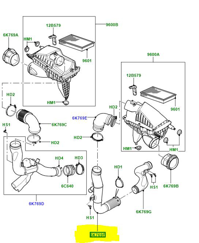 HOSE ASSEMBLY  AIR DUCT 4.4L V8  LR022877