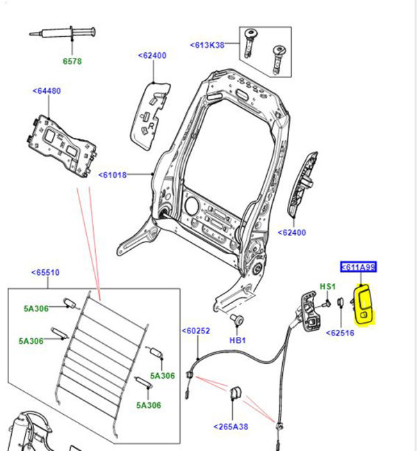 BEZEL - FRONT SEAT RECLINE LEVER LR038257