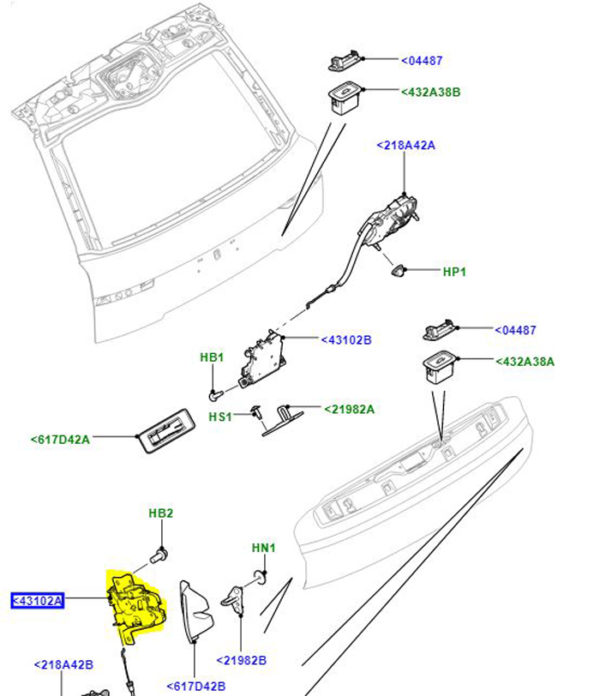 LATCH-TAILGATE LR048310