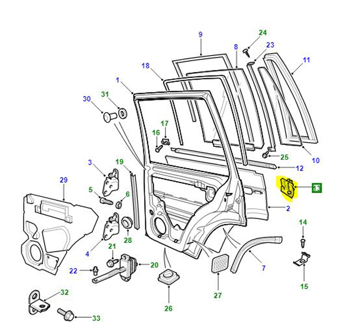 CLIP RETAINER PIN REAR DOOR RRC MA>   ALR6946