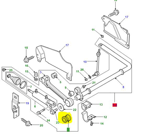 BUSH WITH ACTIVE CORNERING TO RADIUS ARM ANR6551