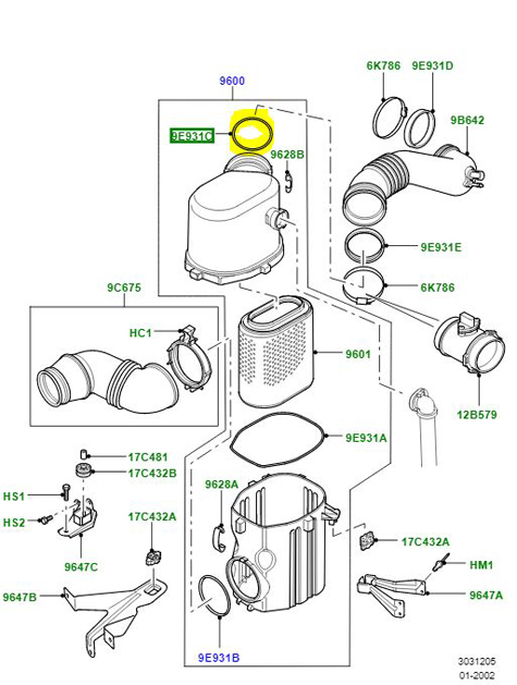 GASKET AIR FILTER UPPER PHN000020