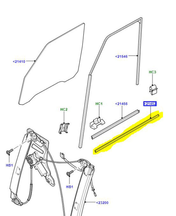 WEATHERSTRIP - DOOR GLASS LH OUTER CGE000632