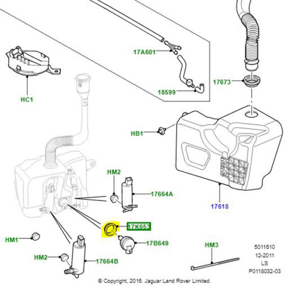 GROMMET WATER RESERVOIR LOW LEVEL SENSOR-HEADLAMP POWER WASH DMJ500020