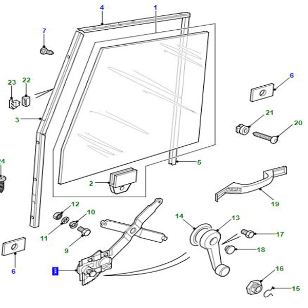 REGULATOR-FRONT DOOR GLASS LH CUH000092