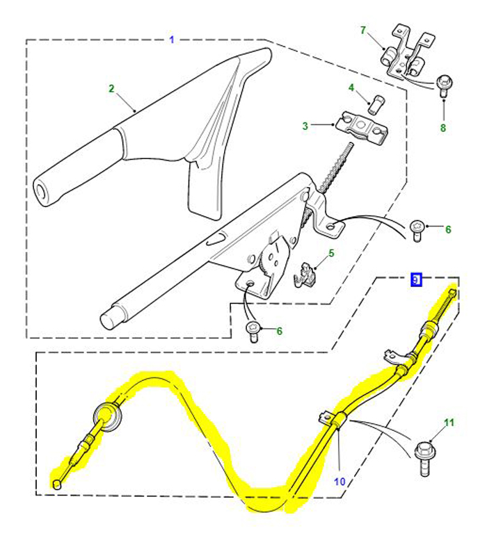 CABLE ASSEMBLY HANDBRAKE RH SPB000180