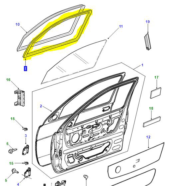 SEAL-FRONT DOOR GLASS RUN CHANNEL RH INNER CGE000680