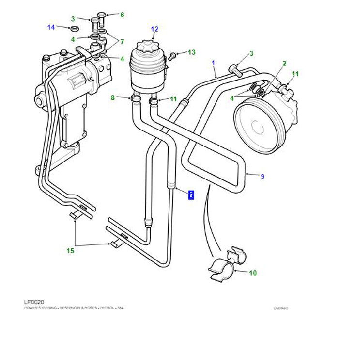 PIPE ASSEMBLY-STEERING BOX TO RESERVOIR WITH PETROL ENGINES, LHD, WITH POWER STEERING QEP105990