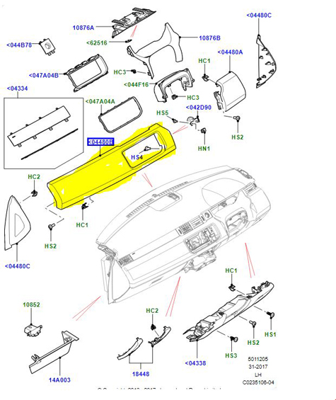 MOULDING INSTRUMENT PANEL BLACK LEATHER LR031793