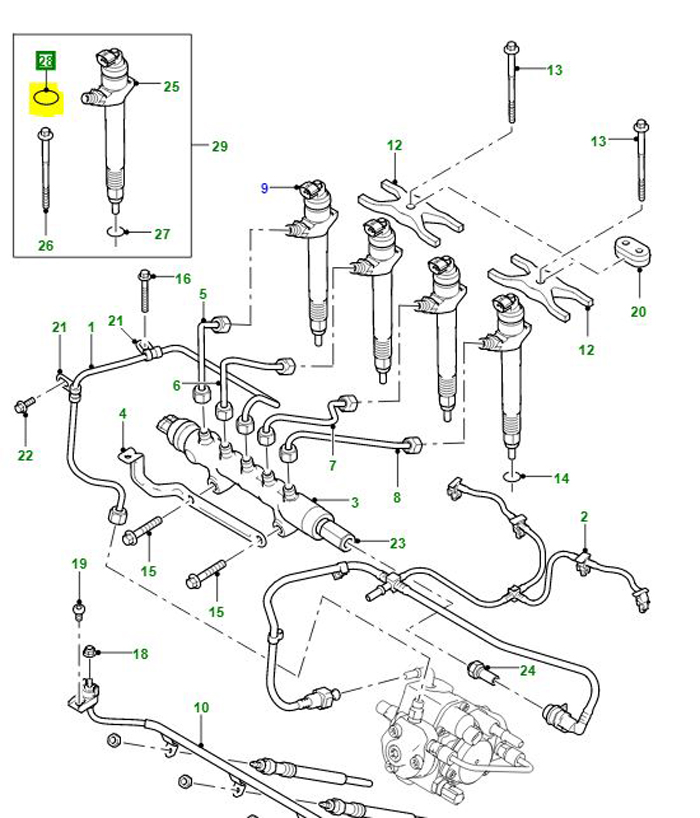 O RING,  BOLT FUEL INJECTOR LR045393G