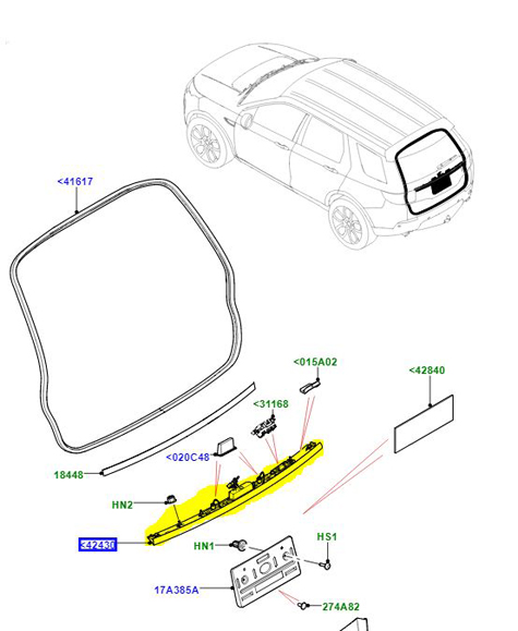 MOULDING TAILGATE APPLIQUE-BLACK, LESS CAMERA SYSTEM LR073099