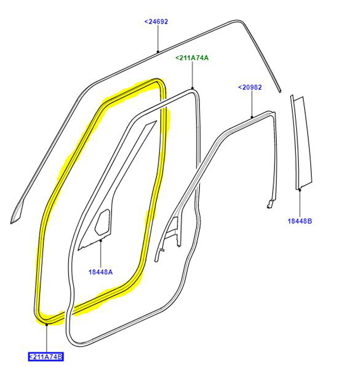 JOINT – PORTE AVANT ET ARRIÈRE SUR LE CORPS, SECONDAIRE LR044024