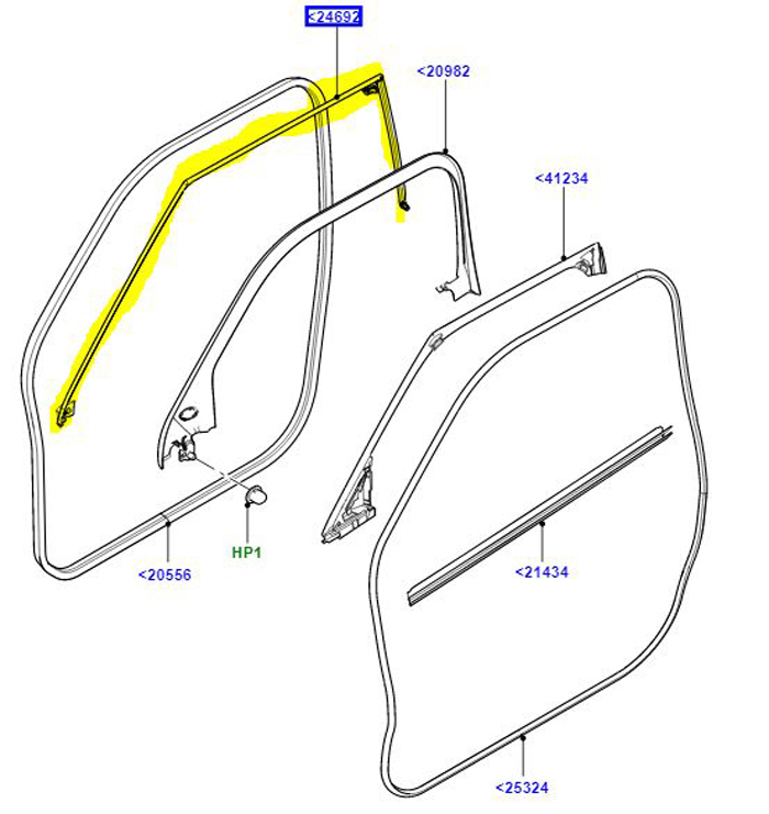 SEAL FRONT RH, DRIP RAIL 5 DOOR LR052646