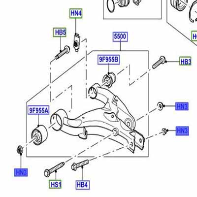 ECROU M16 BRAS DE SUSPENSION INFERIEUR ARRIERE FX116057