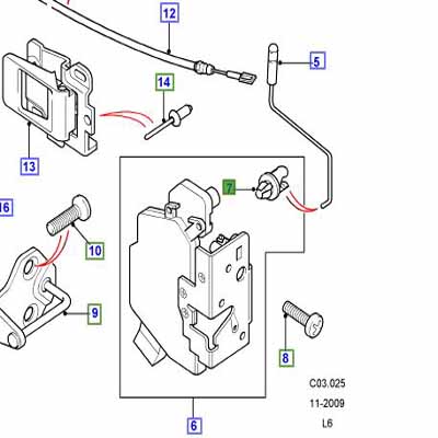 CLIP-PLASTIC GREEN REAR SIDE DOOR LATCH FYC100560