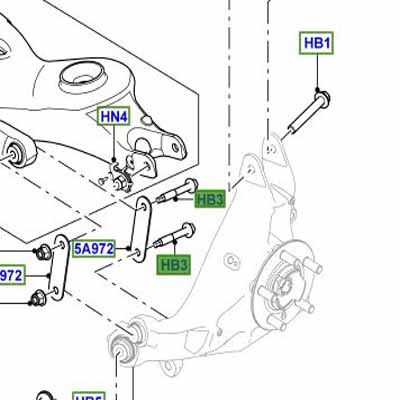 BOLT M12 X 70MM FLANGED HEAD REAR SUSPENSION ARM LR037707