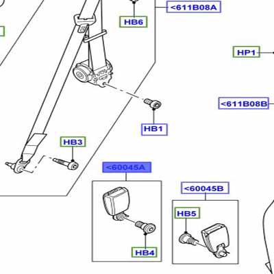 BUCKLE – SEAT BELT REAR LEFT HAND OUTER EVL500670PMA