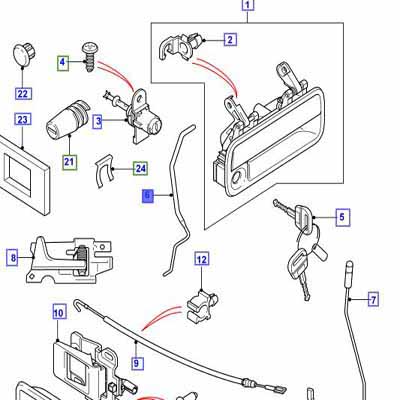 LINK-FRONT DOOR EXTERIOR RELEASE HANDLE/LATCH RIGHT HAND ASR1468