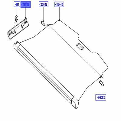 SUPPORT – REAR PACKAGE TRAY TRIM EBONY BLACK, RIGHT HAND EPE500381PVJ