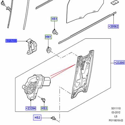 SUPPORT DROIT, REGULATEUR DE VITRE FVY500020