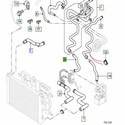 HOSE-ENGINE TO FUEL BURNING HEATER WATER PUMP JHB000100