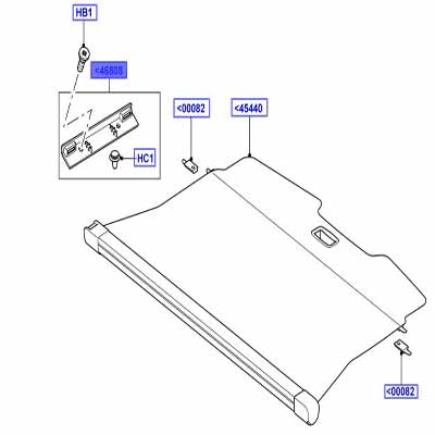 SUPPORT – REAR PACKAGE TRAY TRIM EBONY BLACK, LEFT HAND LR018091