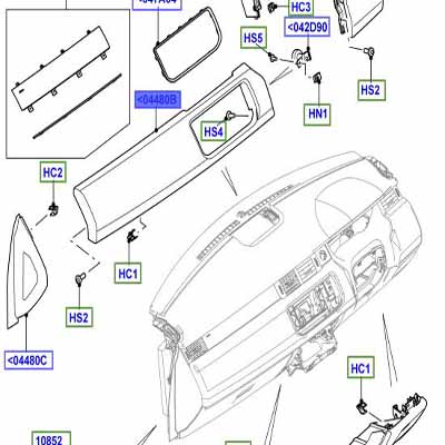 MOULDING – INSTRUMENT PANEL I/P FACIA CONTRAST-ESPRESSO/ALMOND, WITH PVC FACIA LR026356