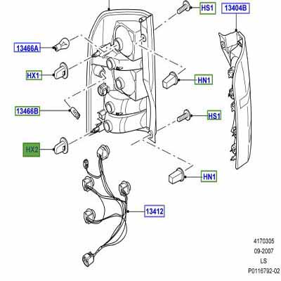 SUPPORT DE LAMPE ARRIÈRE INFÉRIEUR EXTÉRIEUR XZP500020