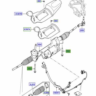 BOLT STEERING GEAR M14 X 105MM, HEX HEAD LR002577